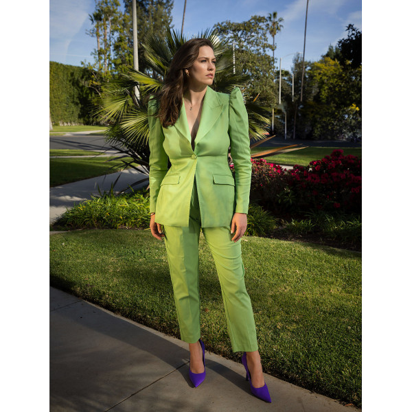 FEMPONIQ Puff-Shoulder Tailored Blazer