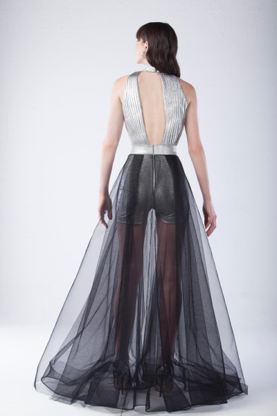 Maison Souraya Divergent Mini Silver Short jumpsuit