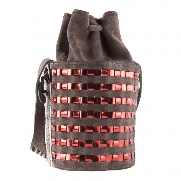 Carolina Wong Simone Woven Bucket Bag with Zebra Detail