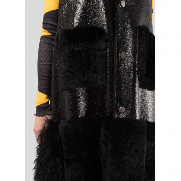 Minnanhui Long Faux Fur-Detail Gilet