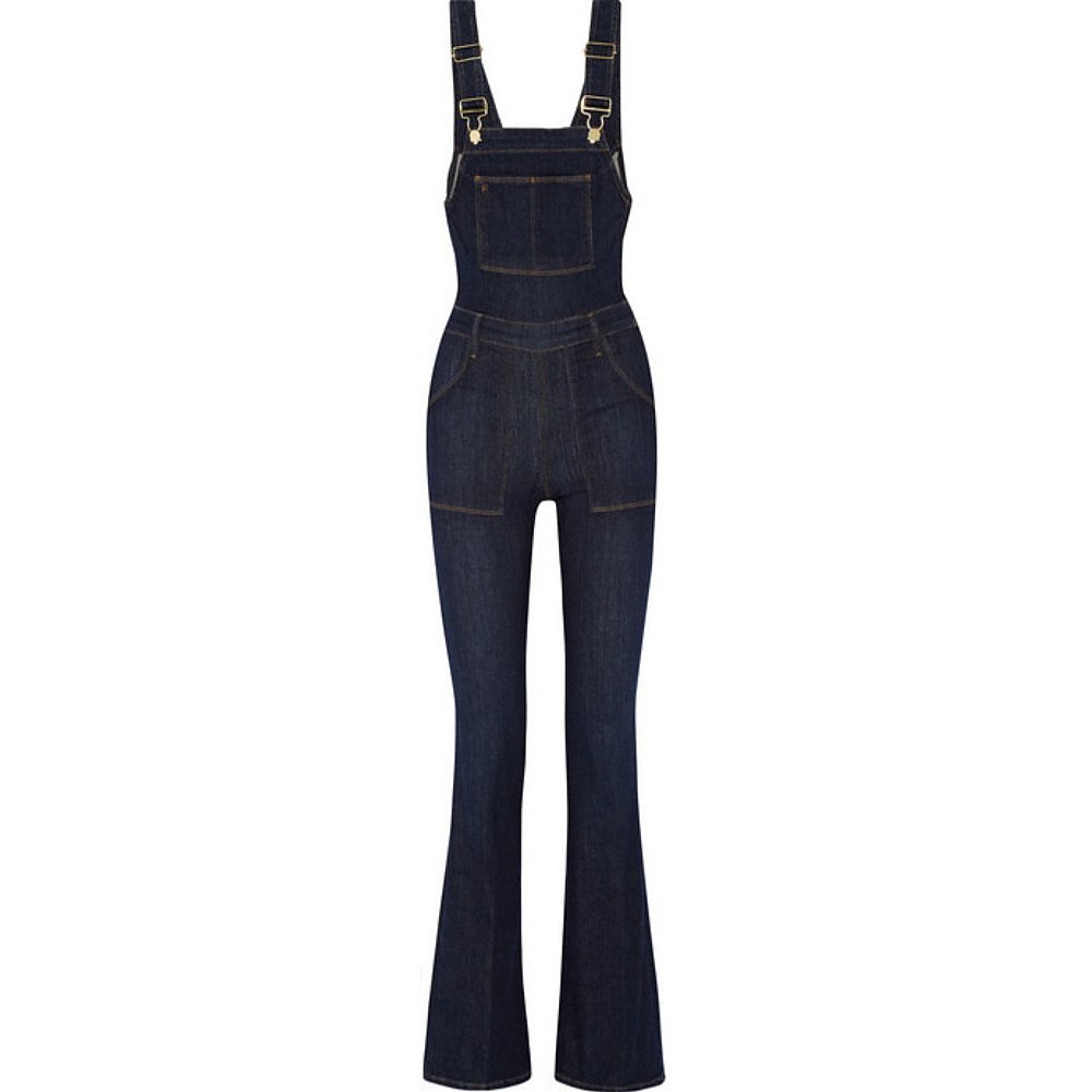 FRAME Le High Flare Denim Overalls in Black Womens Clothing Jumpsuits and rompers Full-length jumpsuits and rompers 
