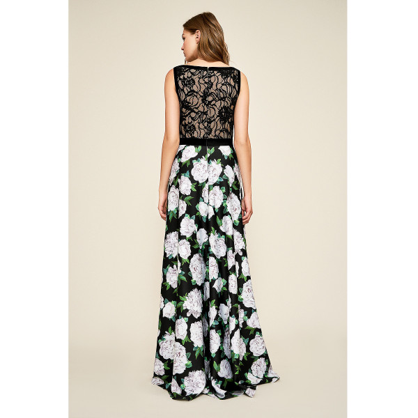 Tadashi Shoji Samo Lace-Back Neoprene Gown