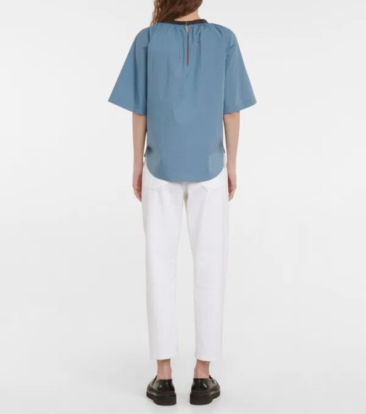 Brunello Cucinelli Embellished Gathered Cotton Top