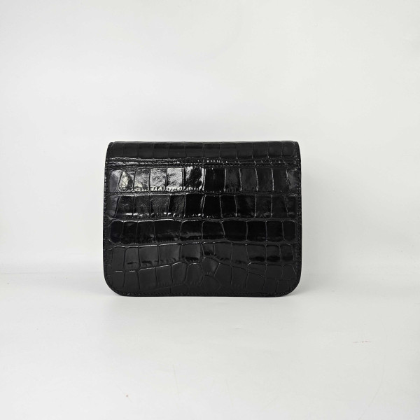 Balenciaga B Small Embossed Crossbody Bag in Black