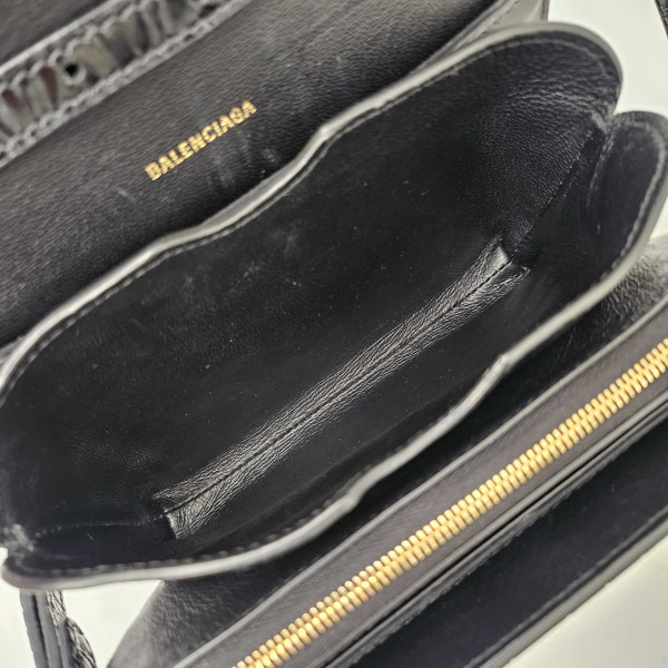 Balenciaga B Small Embossed Crossbody Bag in Black