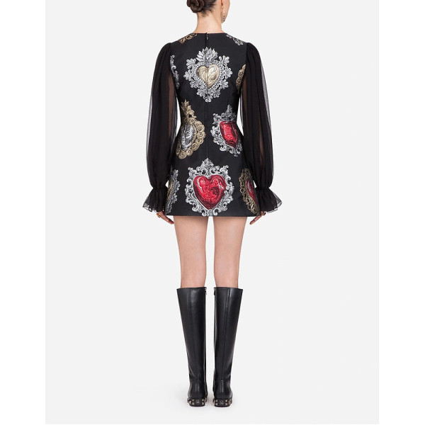 DOLCE & GABBANA Sacred Hearts Brocade Mini Dress