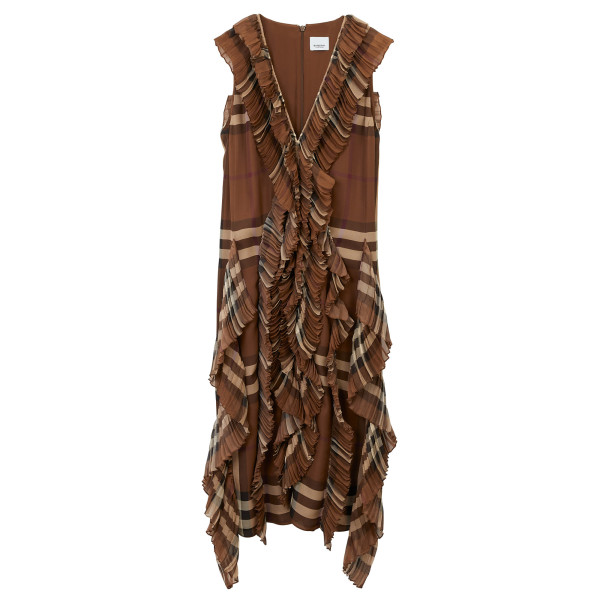 オールインワン・サロペット Burberry Sleeveless Pleated Silk Dress Rent Buy Burberry Pleated Ruffle Detail Check Silk Georgette