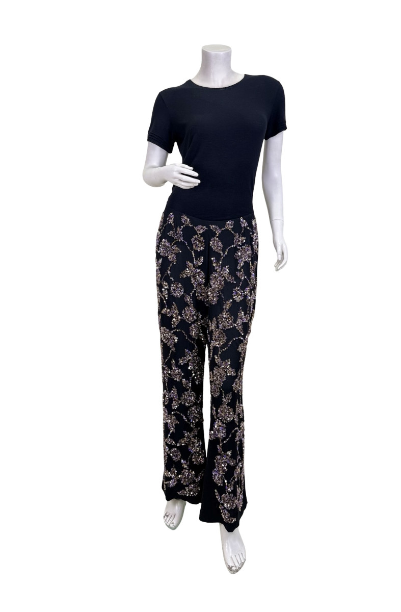 ERIK SCHAIX Black Embellished Crepe Trousers