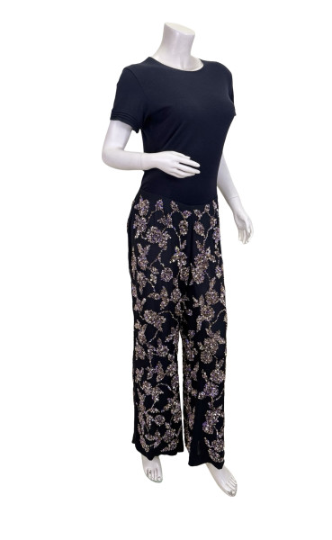 ERIK SCHAIX Black Embellished Crepe Trousers