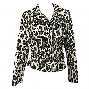 Rent Buy Blumarine Leopard Print Motorcycle Jacket | MY WARDROBE HQ