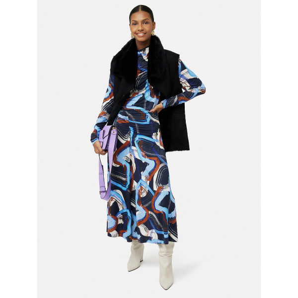 Jigsaw Painted Abstract Ruched Dress