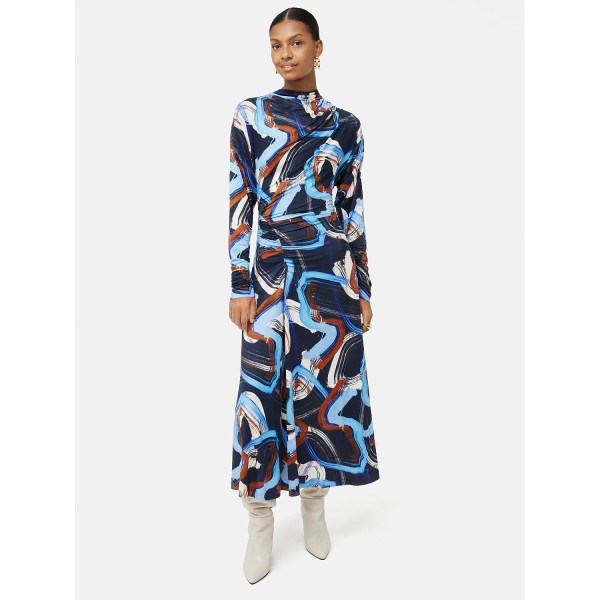 Jigsaw Painted Abstract Ruched Dress