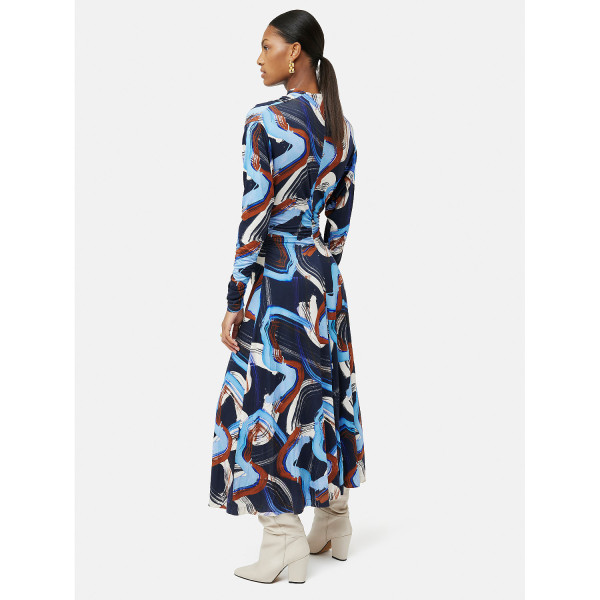 Jigsaw Painted Abstract Ruched Dress