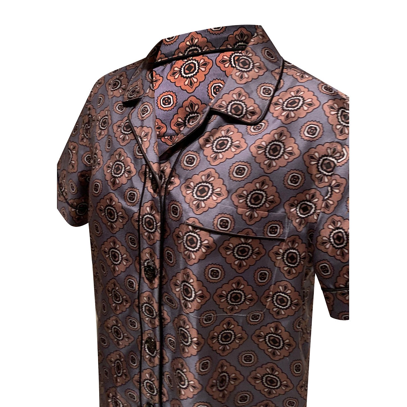 Burberry Printed Short Sleeve Silk Shirt