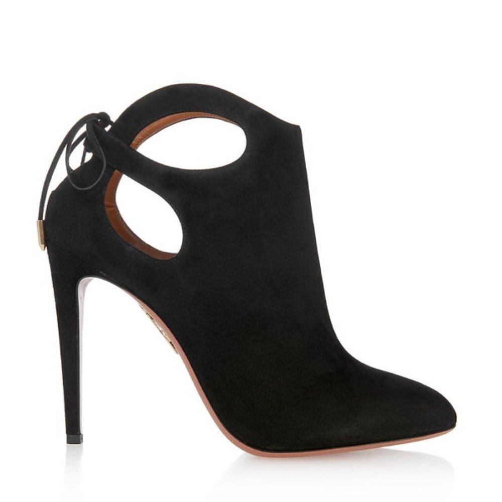 suede cut out booties