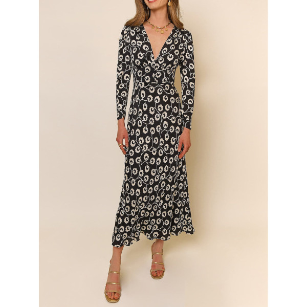 Rixo Printed Long-Sleeve Dress
