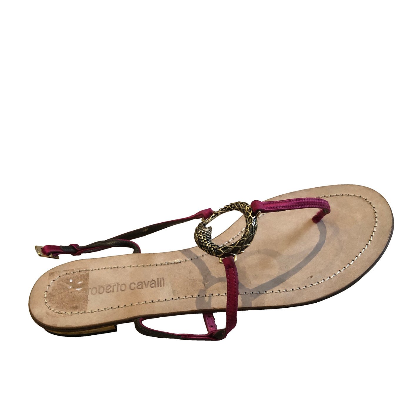 Roberto Cavalli Snake-Detail Flat Sandals