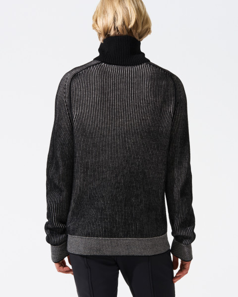 Perfect Moment Star Merino Wool Turtleneck Sweater Black