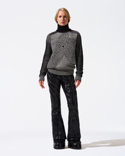 Perfect Moment Star Merino Wool Turtleneck Sweater Black