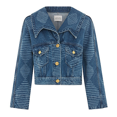 Rent Buy Hayley Menzies Aztec Laser Denim Jacket MY WARDROBE HQ