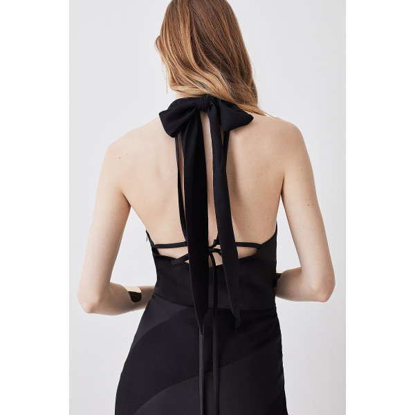 Karen Millen Satin Mix Cowl Neck Maxi Dress