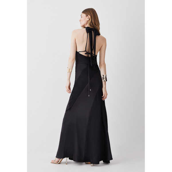 Karen Millen Satin Mix Cowl Neck Maxi Dress