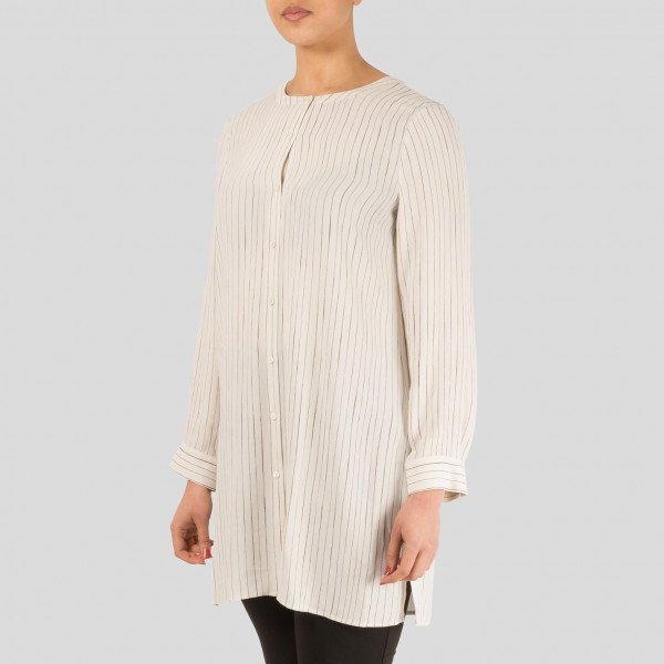 Eileen Fisher Pinstripe Silk Shirt