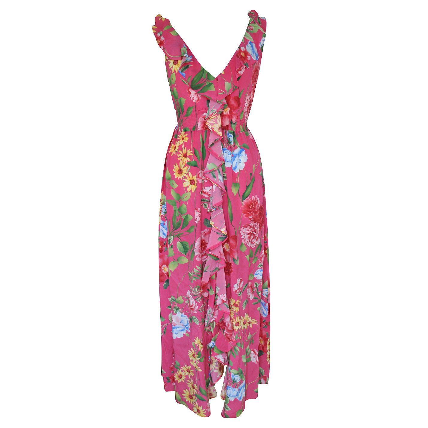 Flavio Castellani Silk Multicolour Floral Maxi Dress