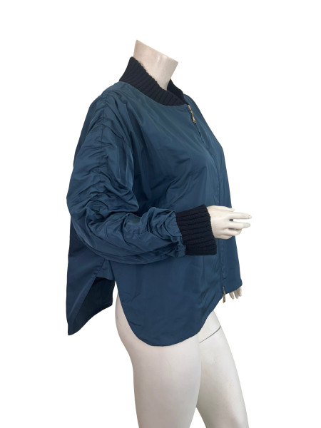 Louis Vuitton Teal Ruched Sleeves Bomber Jacket