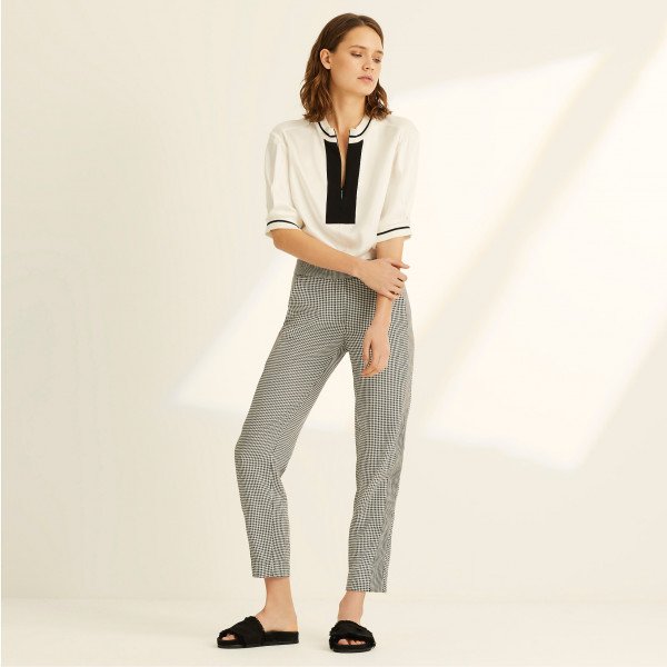 Amanda trousers Cotton, Silk, Beehive print | enSoie, a family brand