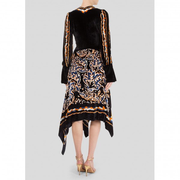 Peter Pilotto Wrap-Effect Printed Velvet Midi Dress