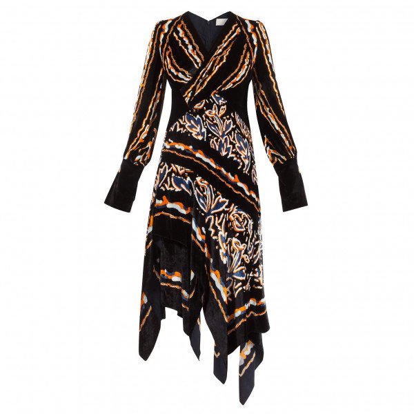 Peter Pilotto Wrap-Effect Printed Velvet Midi Dress
