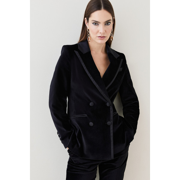 Karen Millen Velvet Double Breasted Tailored Jacket