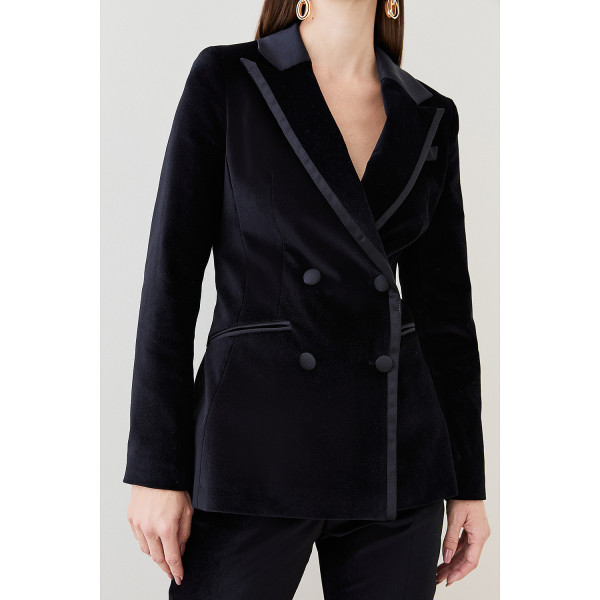 Karen Millen Velvet Double Breasted Tailored Jacket