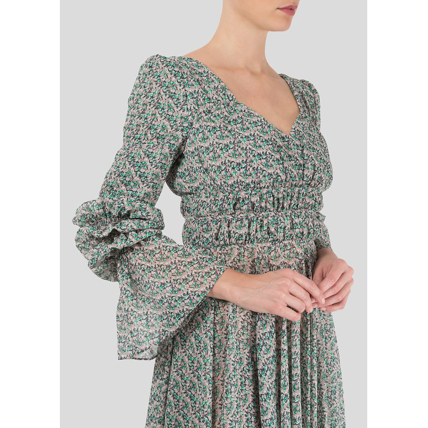 Starsica Micro Floral Print Gathered Dress