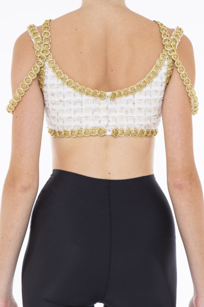 Giambattista Valli Tweed bralette with golden trims