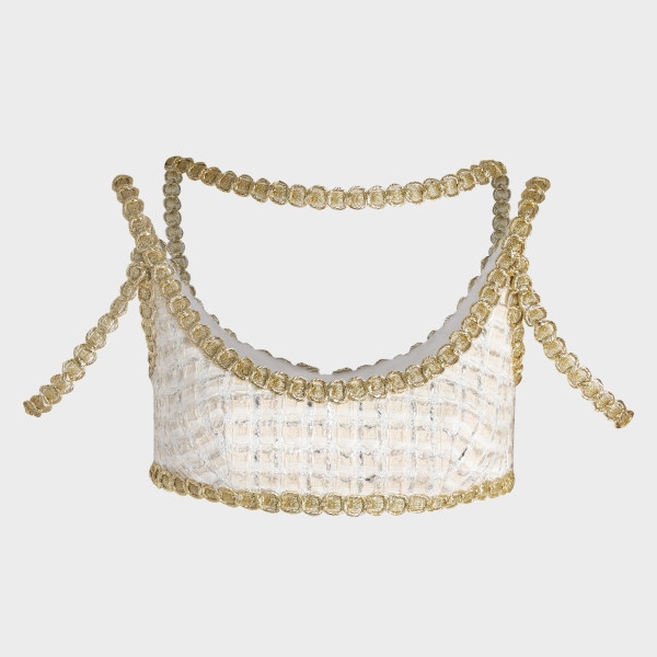 Giambattista Valli Tweed bralette with golden trims