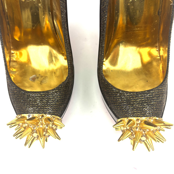 Christian Louboutin Gold Spike Patent Leather Heels