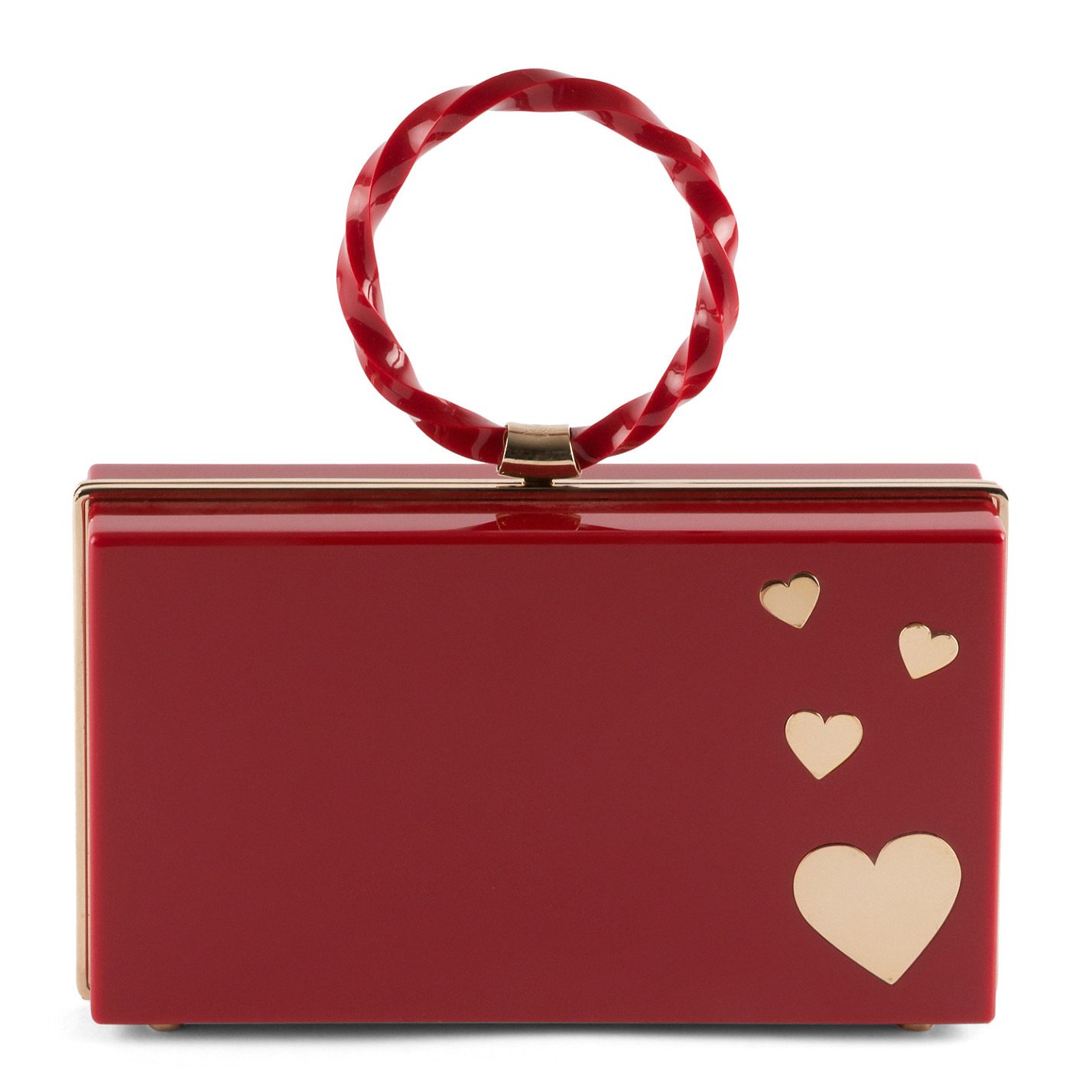 Charlotte Olympia Heart Perspex Clutch With Top Handle