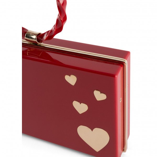 Charlotte Olympia Heart Perspex Clutch With Top Handle