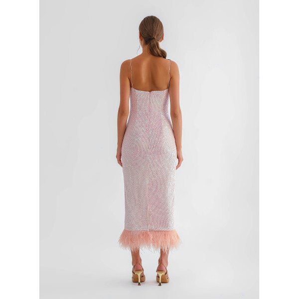 F.ILKK Sequined Dress with Feather