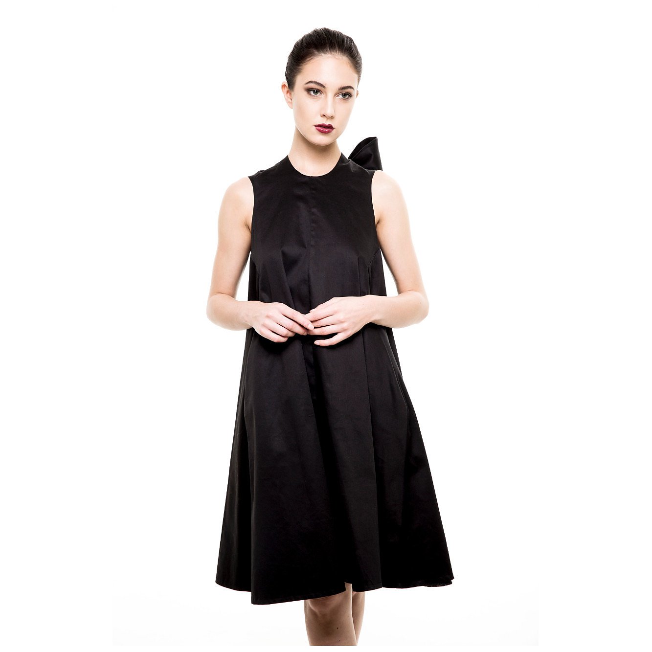 House Of Sheldonhall Cotton Sateen Mini Dress With Bow