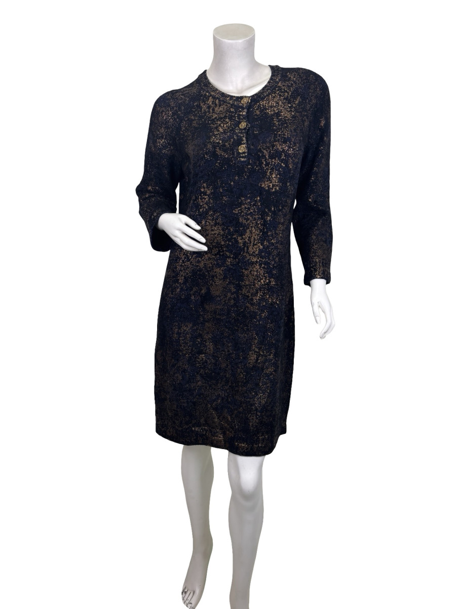 CHANEL Navy and Metallic Cashmere Dress
