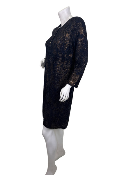 CHANEL Navy and Metallic Cashmere Dress