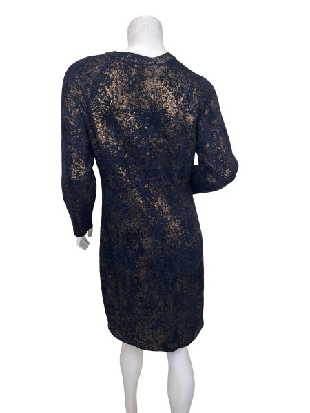 CHANEL Navy and Metallic Cashmere Dress
