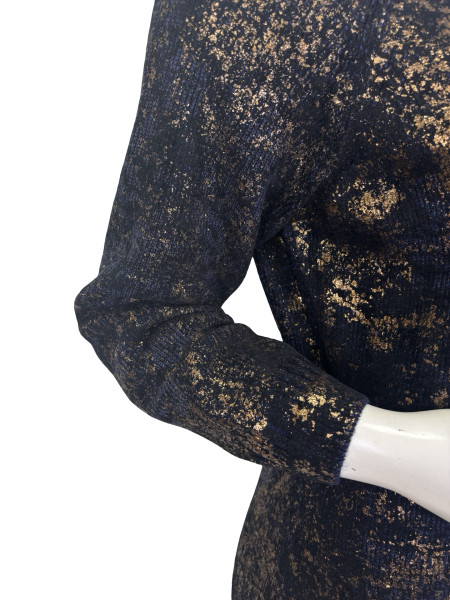 CHANEL Navy and Metallic Cashmere Dress