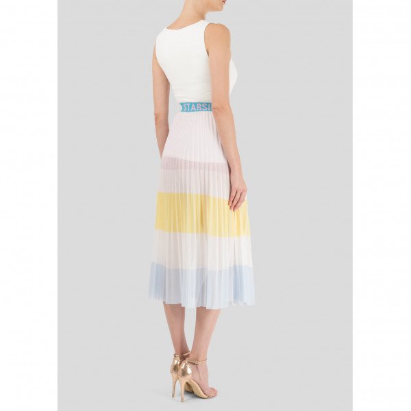 Starsica Pleated Striped Midi Skirt