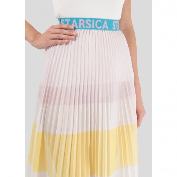 Starsica Pleated Striped Midi Skirt