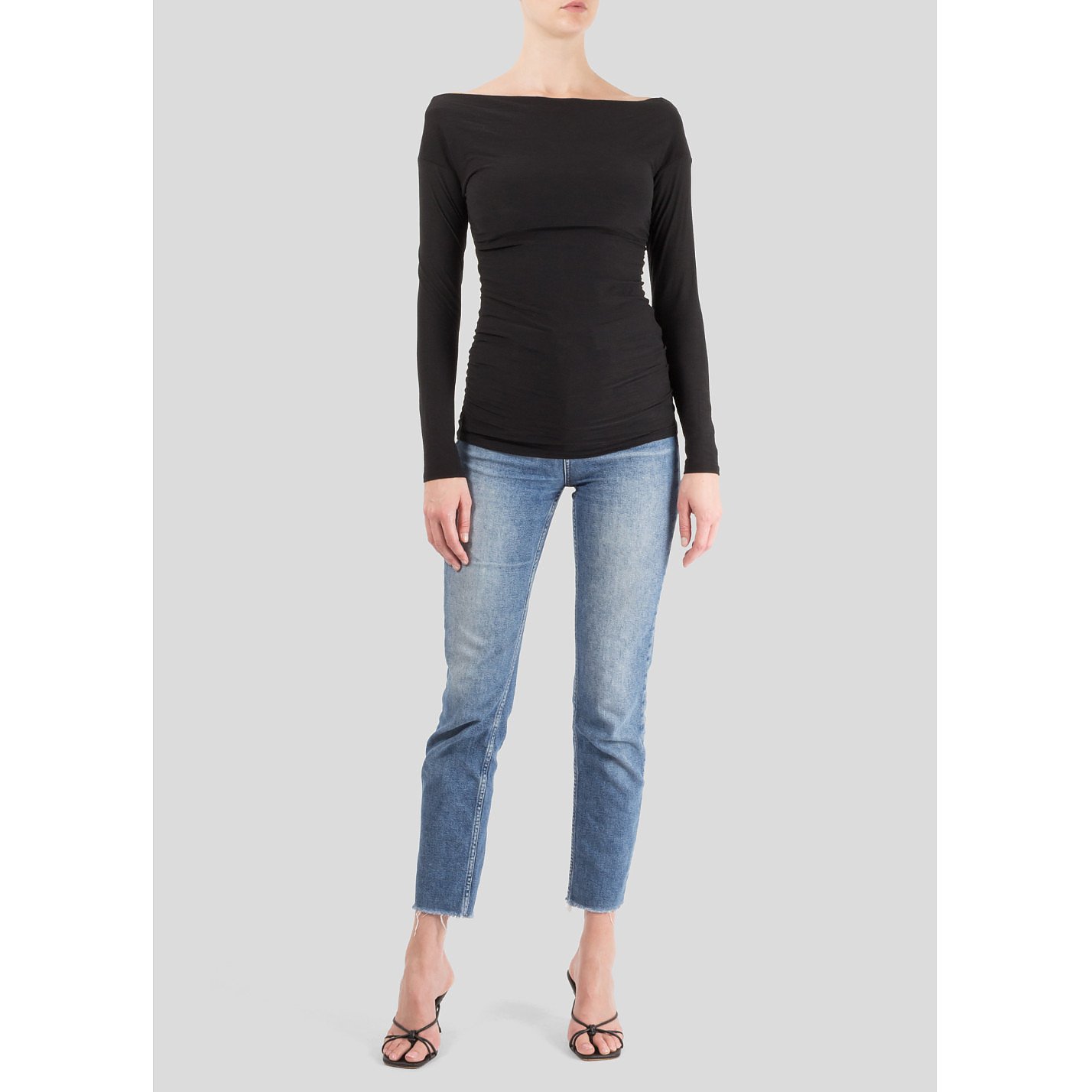 James Perse Ruched Boat Neck Top