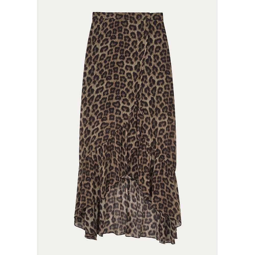 BA&SH Leopard Ruffle Skirt